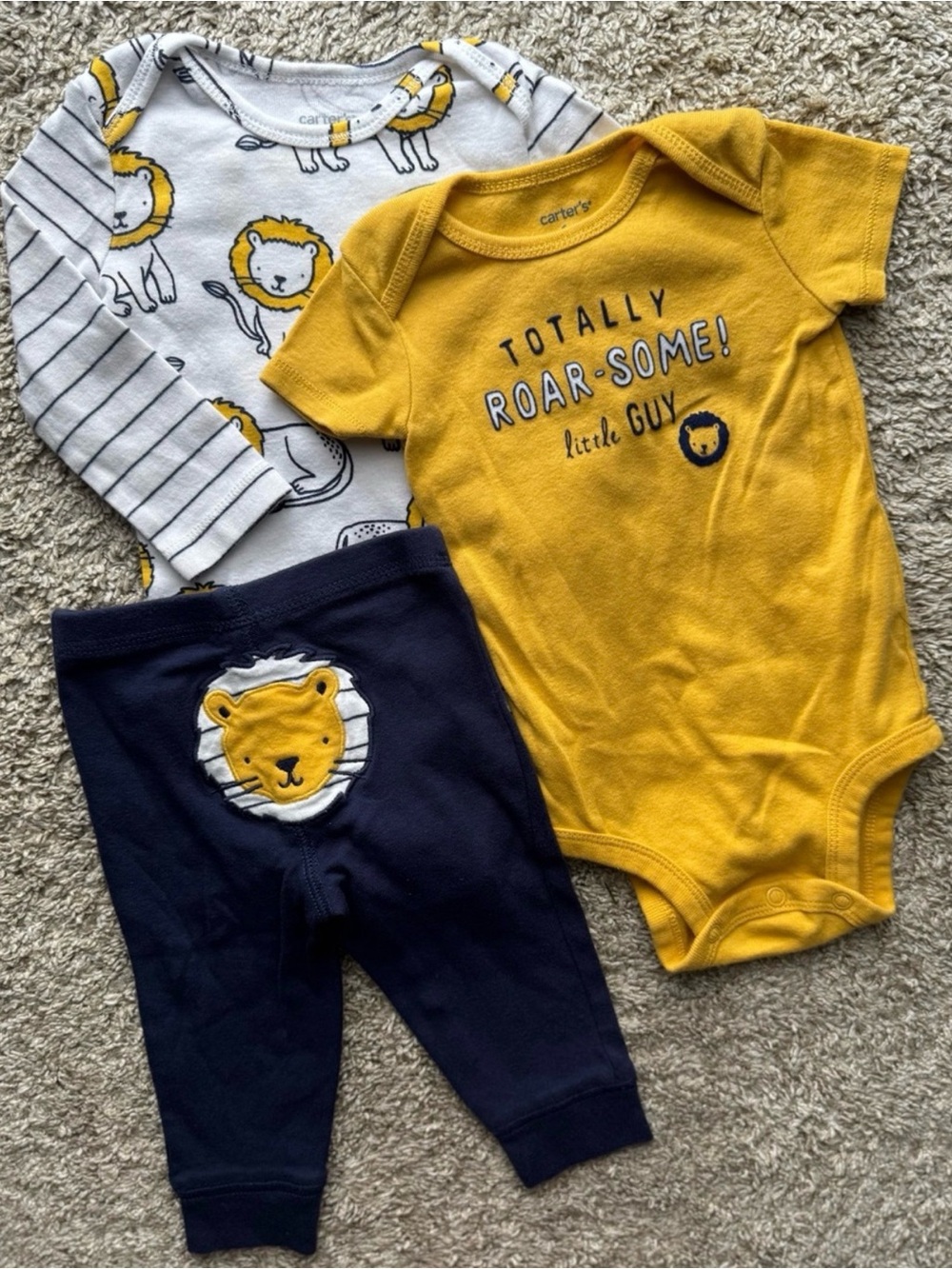 Carter’s 3 Piece Lion Outfit Set 6M Bodysuits & Pants Baby Boy